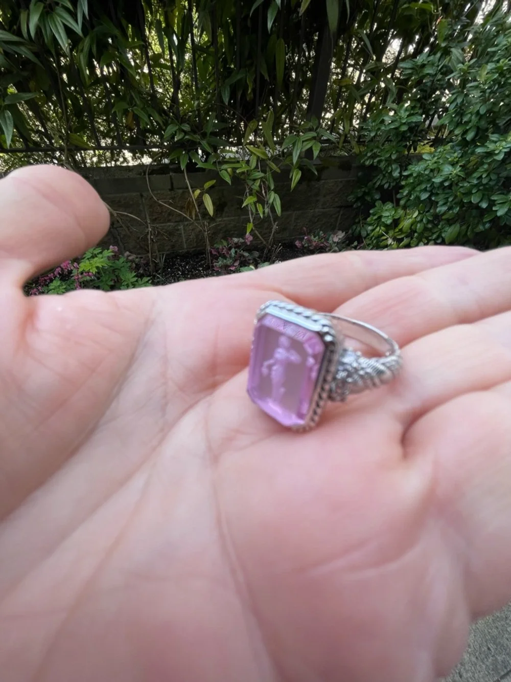 Judith Ripka Pink Crystal Cameo Ring in Silver Tone - Picture 15 of 16